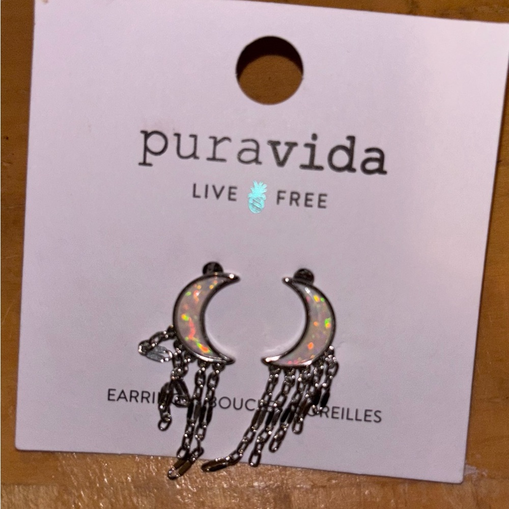 Pura Vida Silver Crescent Tassel Earrings
